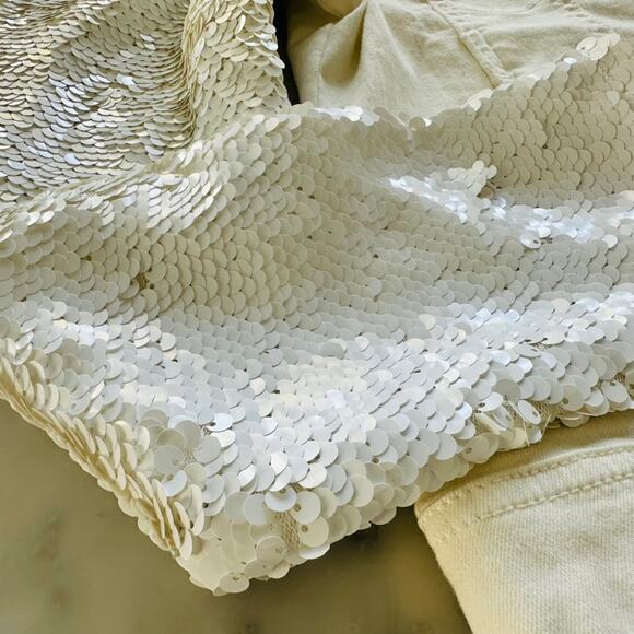 Generation Love Rosie Jean Jacket Size XS White Sequins Off-White Denim - Picture 4 of 8